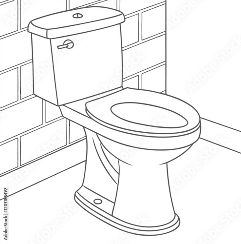 A drawing of a toilet line art icon sign silhouette vector illustration isolated 