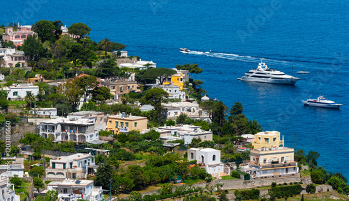Houses on the famous Italian resort of the island of Capri