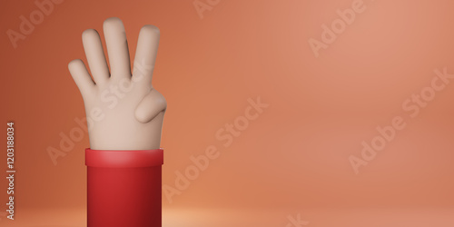 3D Illustration Four Sign Hand Pose background