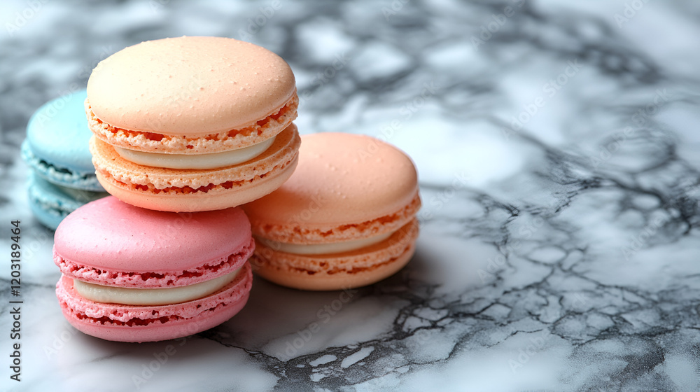 a stack of macarons in pastel colors isolated on marble background ai a stack of macarons in pastel colors isolated on marble background ai