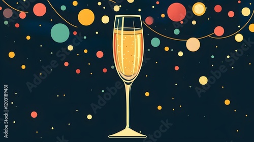 Celebrating with sparkling champagne new year’s eve party digital illustration festive atmosphere aesthetic viewpoint celebration concept photo