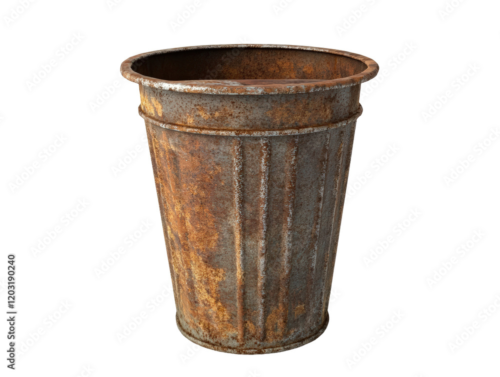 Isolated Rusted Metal Trash Can Isolated Rusted Metal Trash Can