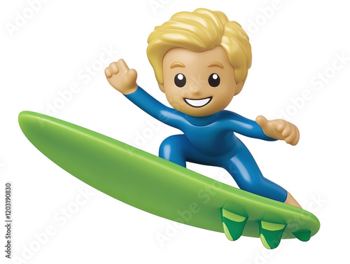 Isolated Blond Surfer in Blue Wetsuit