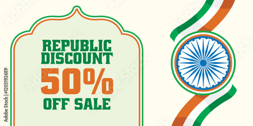 Vector illustration of Happy Republic Day Sale social media feed template