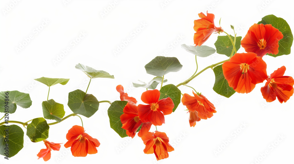 Fototapeta premium Stunning Climbing Nasturtium with Bold Red Flowers