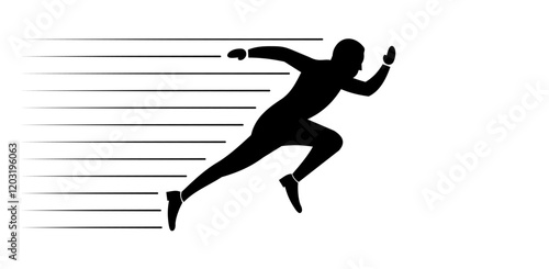 silhouette of an athlete running on a track, silhouette of a healthy man running on a road