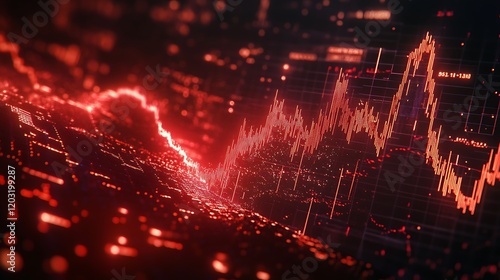 Wallpaper Mural Red Glowing Stock Market Chart Torontodigital.ca