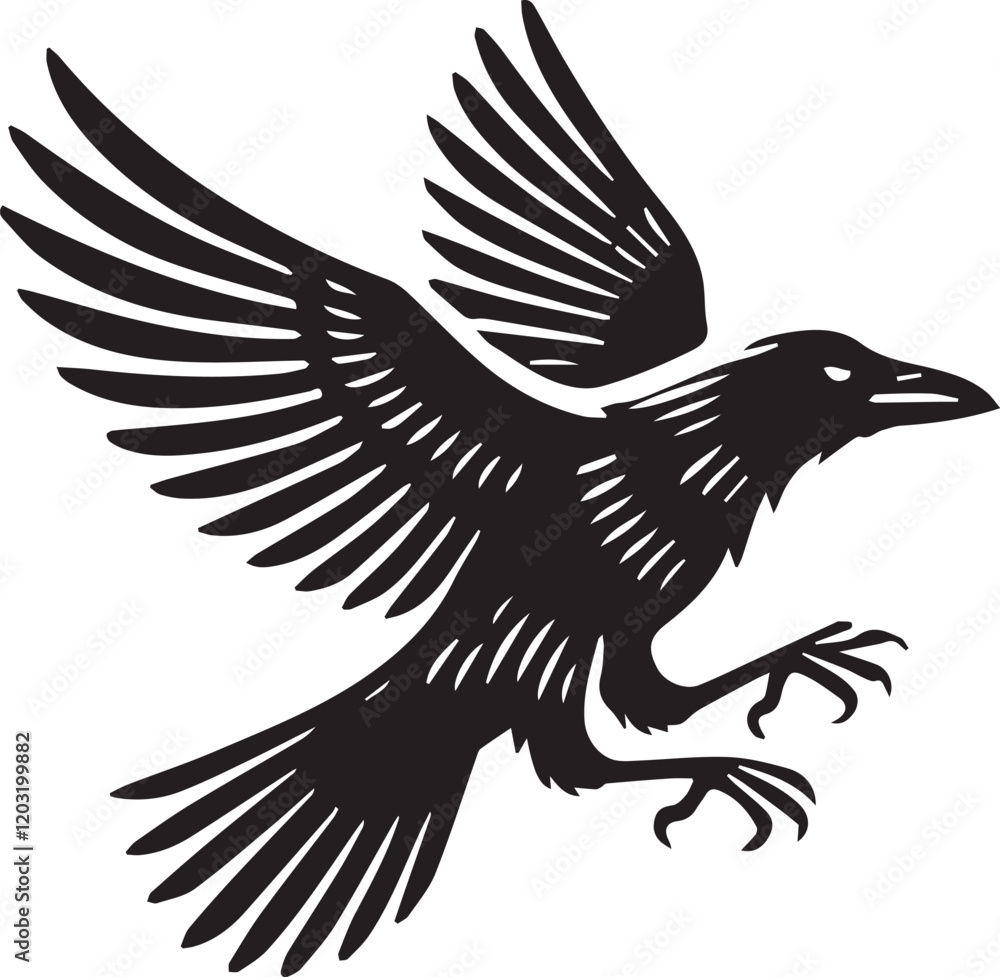 Obraz premium Crow vector in black and white