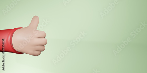 3D Illustration Thumbs Up Sign Hand Pose background
