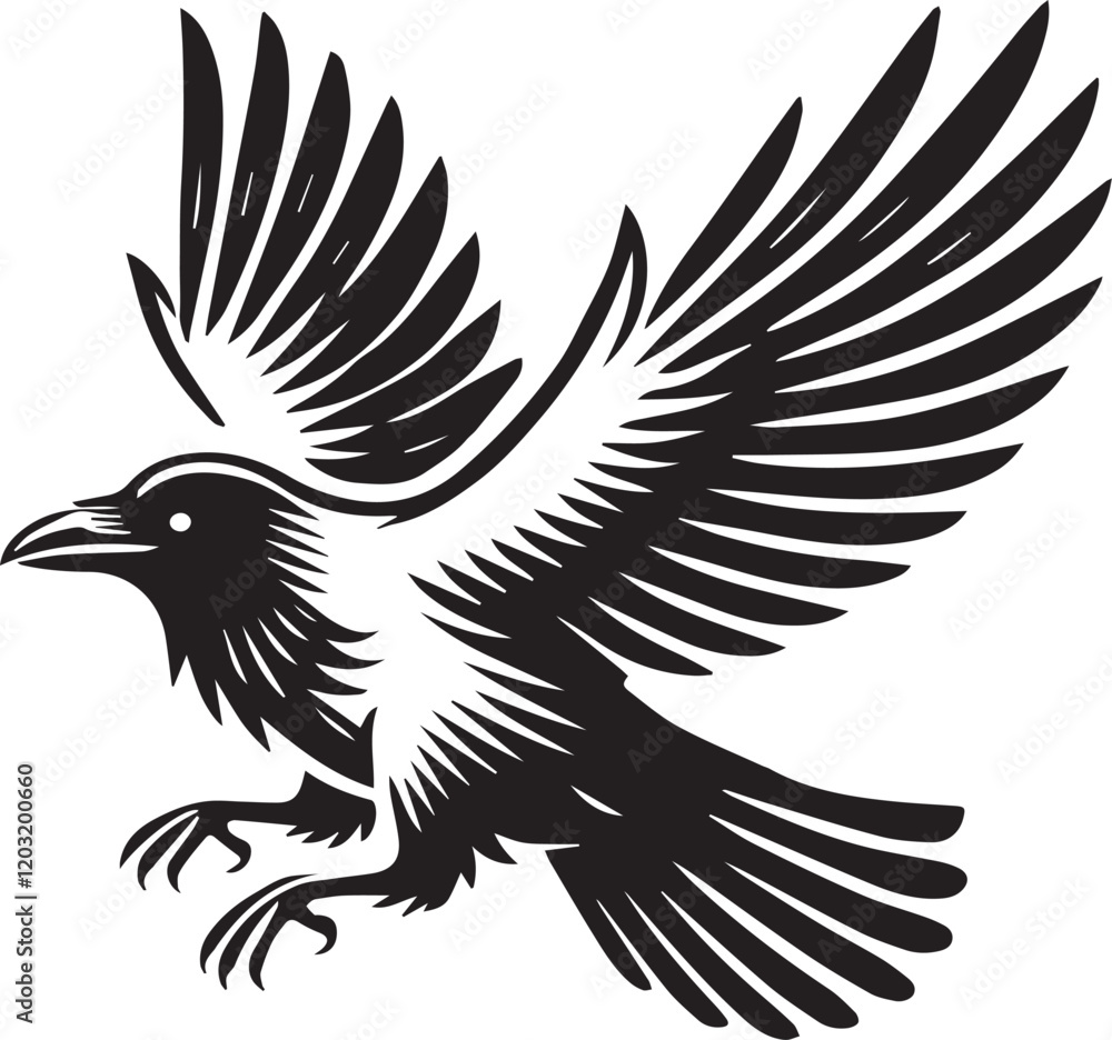 Obraz premium Crow vector in black and white