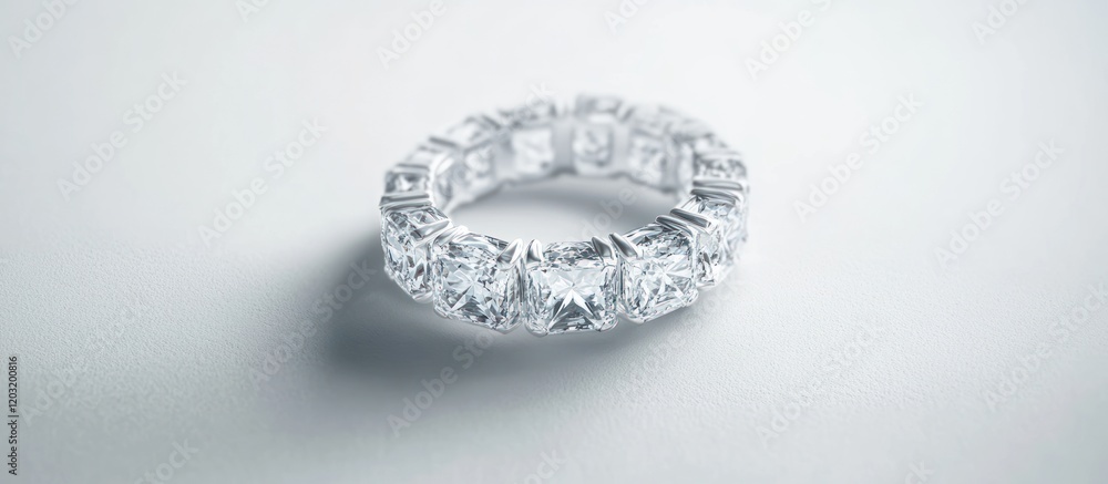 Sparkling diamond eternity band on white Sparkling diamond eternity band on white