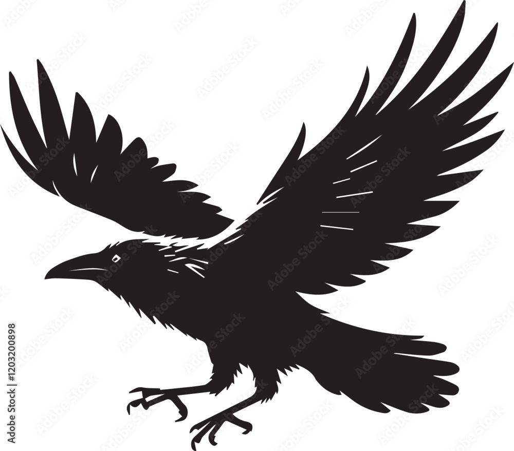 Obraz premium Crow vector in black and white