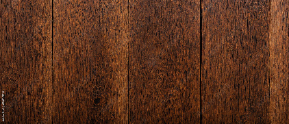 Obraz premium Smooth Dark Brown Wooden Surface with Natural Grain and Knots. Made with generative AI