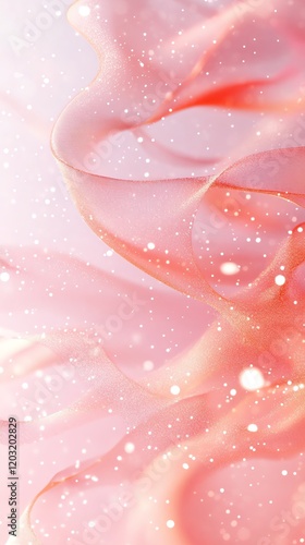 Peach Silk Swirls: A Dreamy, Glittering Abstract