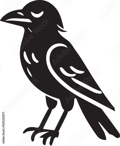 Crow vector in black and white