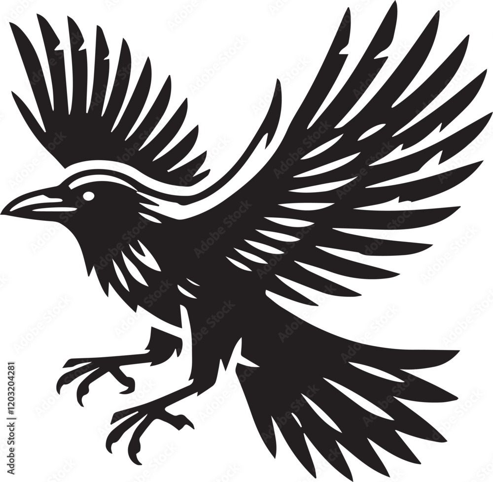 Obraz premium Crow vector in black and white