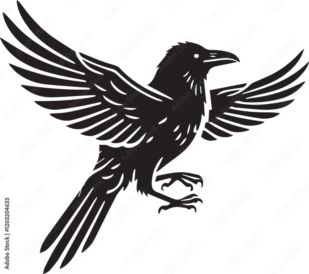 Obraz premium Crow vector in black and white