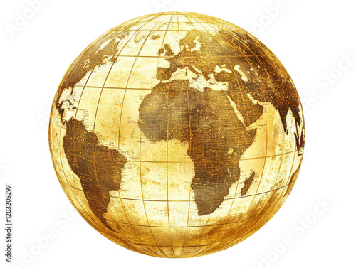 Isolated Golden Textured Globe