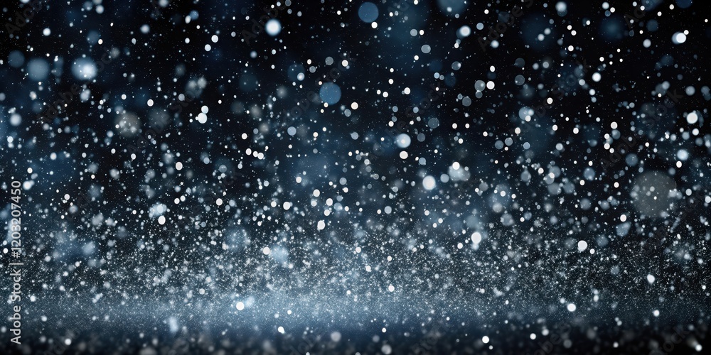 Fototapeta premium Falling Snow on Black Background, Black Background