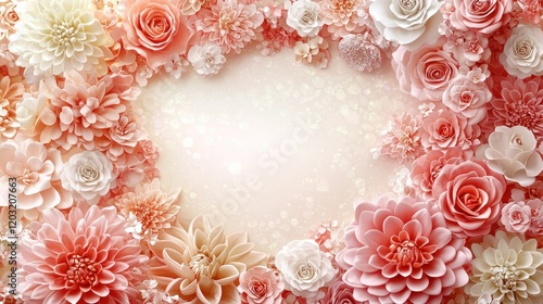 Wallpaper Mural Pastel floral frame on glowing background, copy space Torontodigital.ca