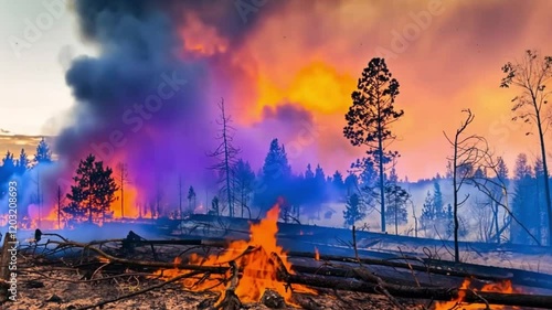 A large-scale forest fire has broken out footage. photo