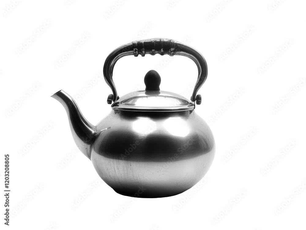 Isolated Black and Silver Teapot on White Background Isolated Black and Silver Teapot on White Background
