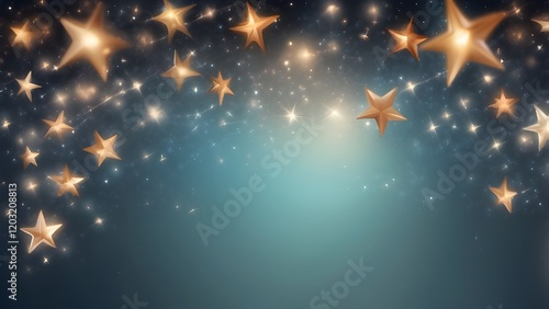 A golden Christmas star ornament glowing with glitter and festive lights, symbolizing holiday celebration and winter magic.