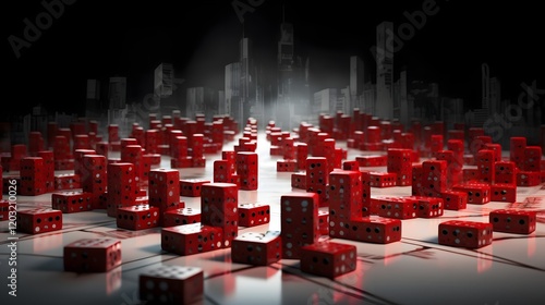 Domino Effect Starting in China and Spreading its Influence Worldwide Depicting the Interconnected and Far Reaching Consequences on a Global Scale photo