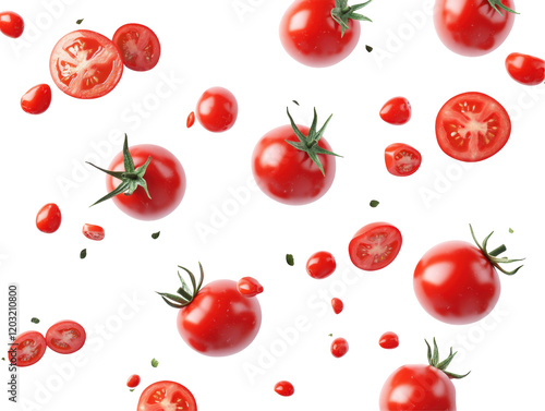 Isolated Flying Tomatoes Pattern
