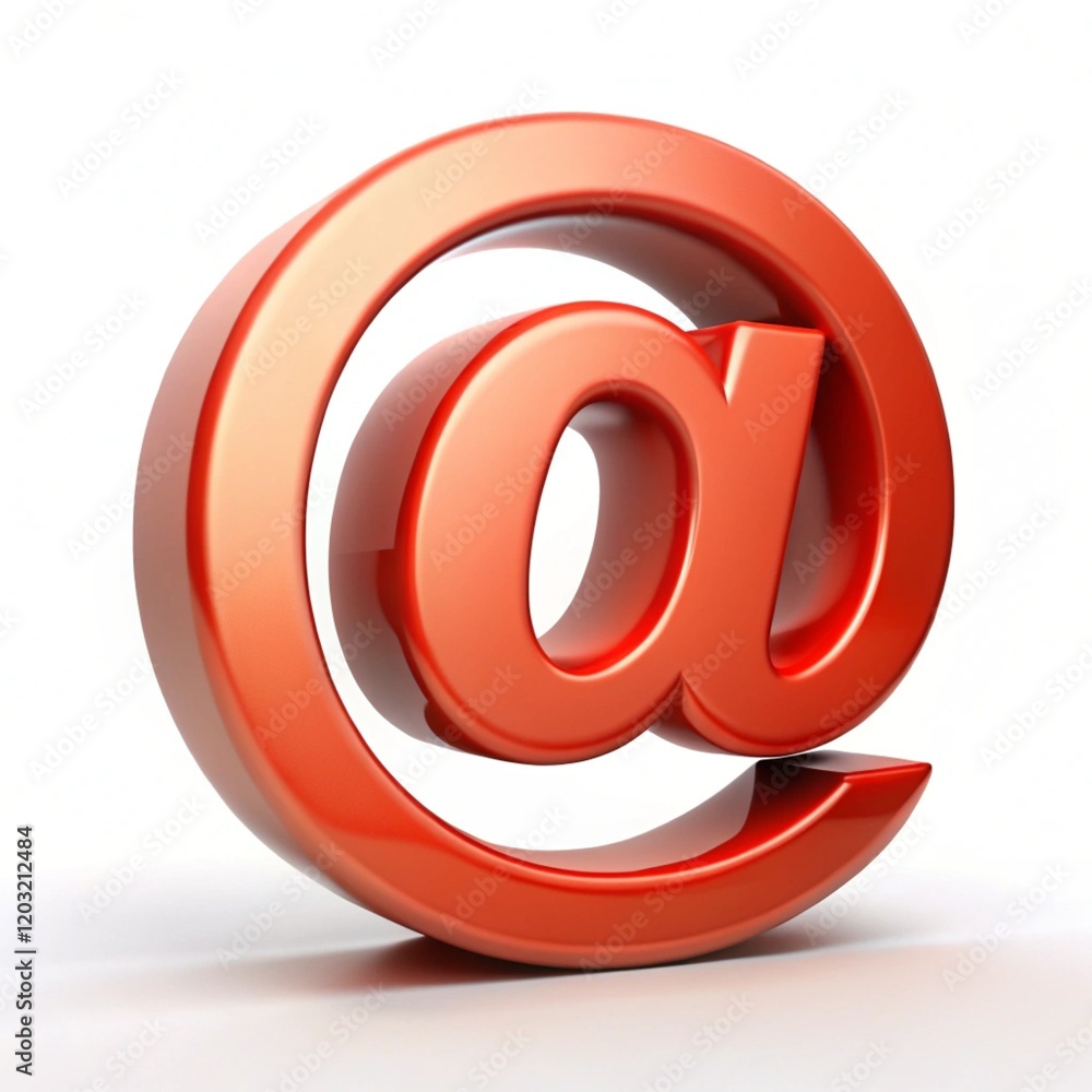 Modern 3D @ Symbol Sleek Digital Icon on White Background. Modern 3D @ Symbol Sleek Digital Icon on White Background.