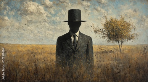 Mysterious Man and Autumn Tree