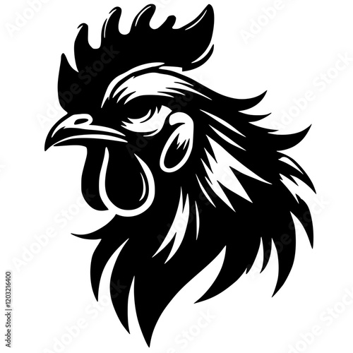Silhouette portrait of a rooster
