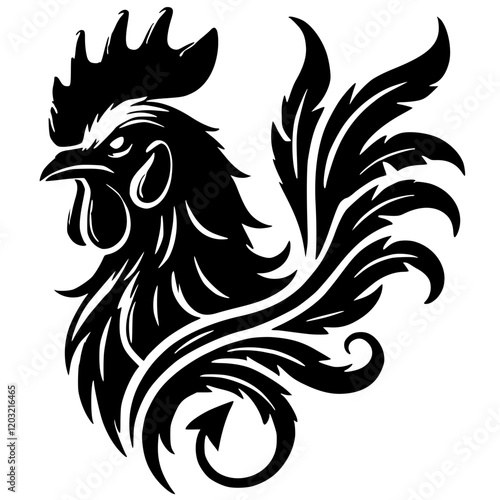 Silhouette portrait of a rooster