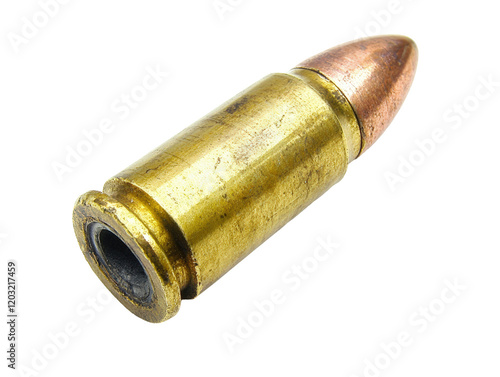 Isolated Metallic Pistol Bullet photo