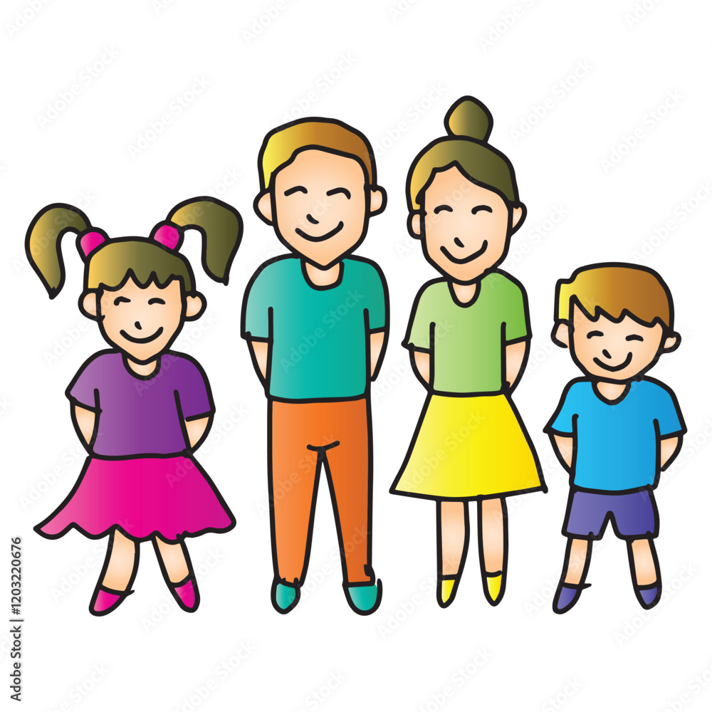 Happy family. Parents with kids. Vector illustration. Happy family. Parents with kids. Vector illustration.