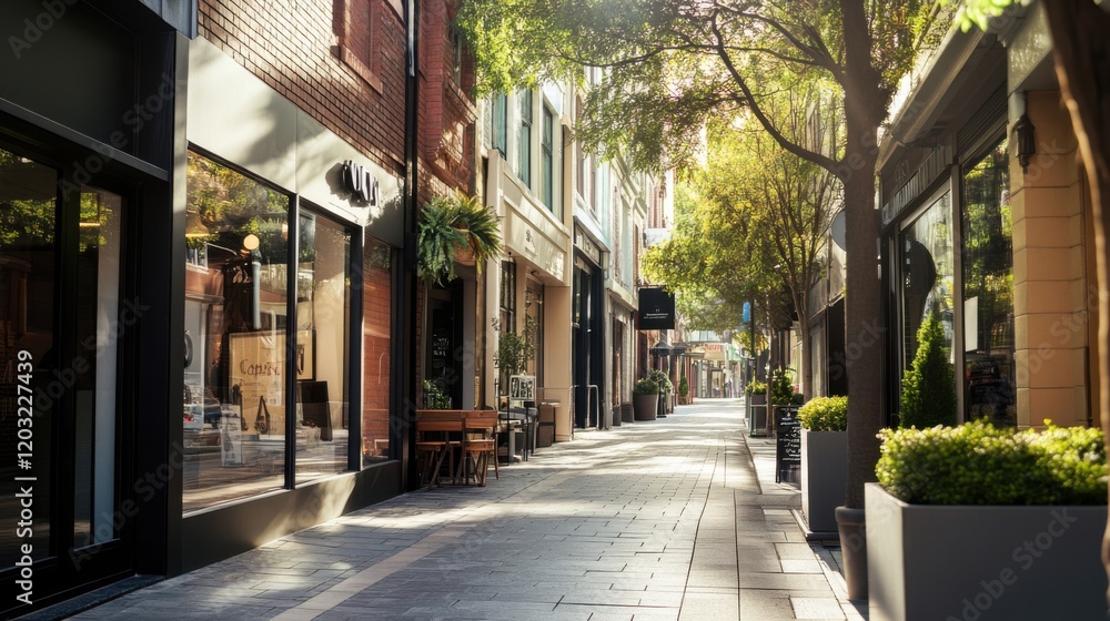 Fototapeta premium Retail properties near busy streets are ideal for small businesses.