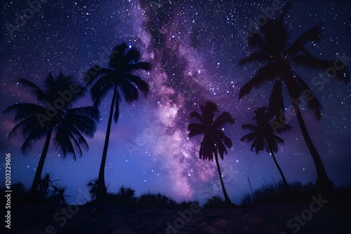 palm trees at night