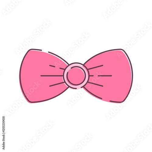 A decorative pink bow tie. Can be used as an accessory for hair or clothing.