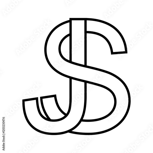 Logo sign sj js icon, doubl...