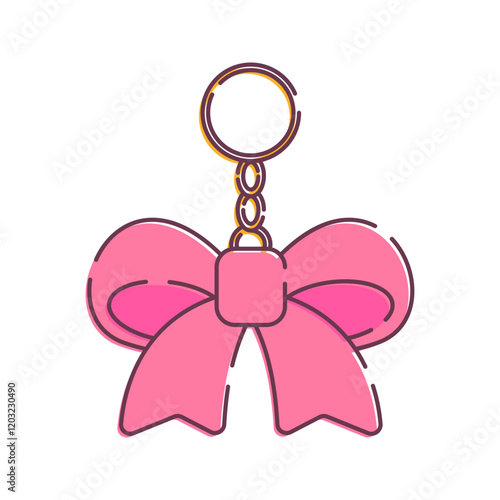 A pink bow-shaped keychain, a cute and functional accessory.