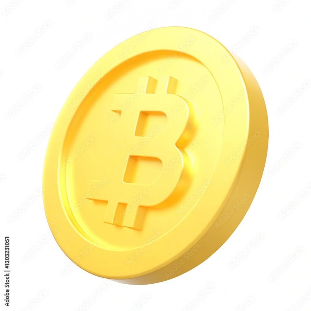 Golden 3D Bitcoin Icon Modern Cryptocurrency Symbol on White Background Golden 3D Bitcoin Icon Modern Cryptocurrency Symbol on White Background