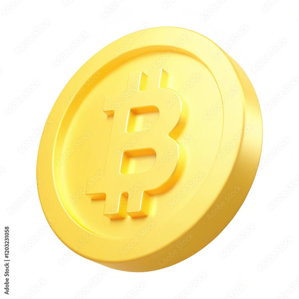 Golden 3D Bitcoin Icon Modern Cryptocurrency Symbol on White Background Golden 3D Bitcoin Icon Modern Cryptocurrency Symbol on White Background