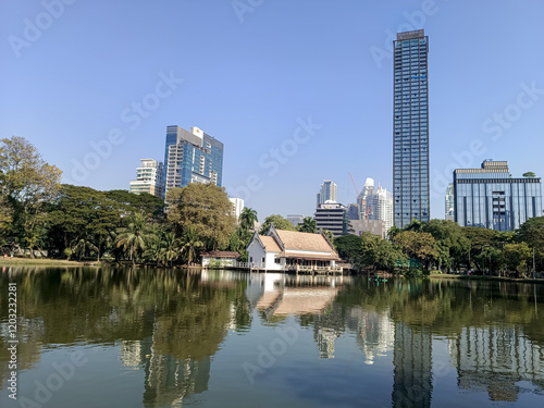 nice pond in the lumpini park photo