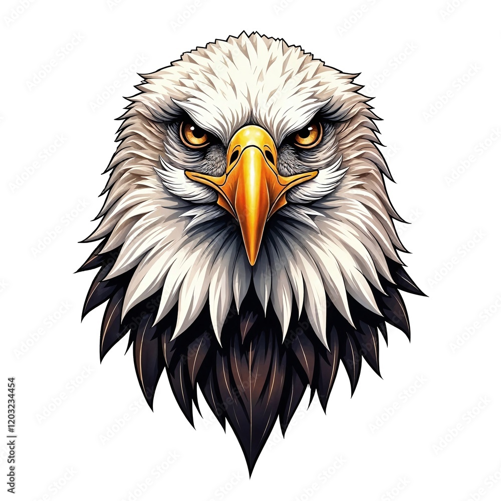 Fototapeta premium Bold Tattoo Style American Bald Eagle Illustration