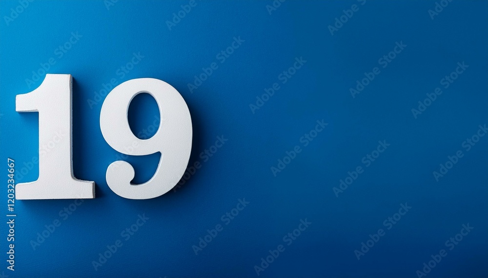 Banner number 19 on blue background, copy space. Generated image Banner number 19 on blue background, copy space. Generated image