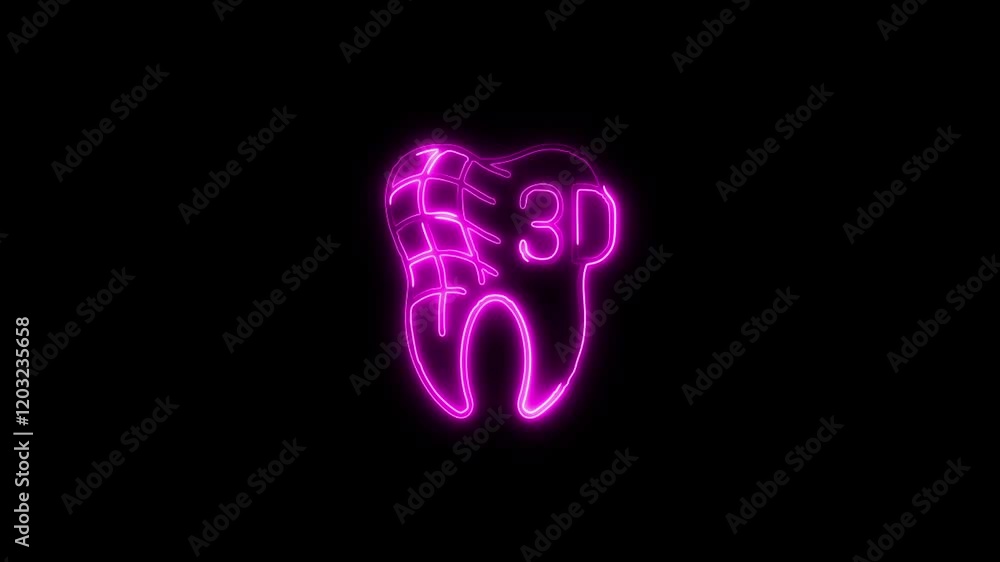 Glowing neon 3d Model teeth icon isolated on black background. HD Video motion graphic animation Glowing neon 3d Model teeth icon isolated on black background. HD Video motion graphic animation