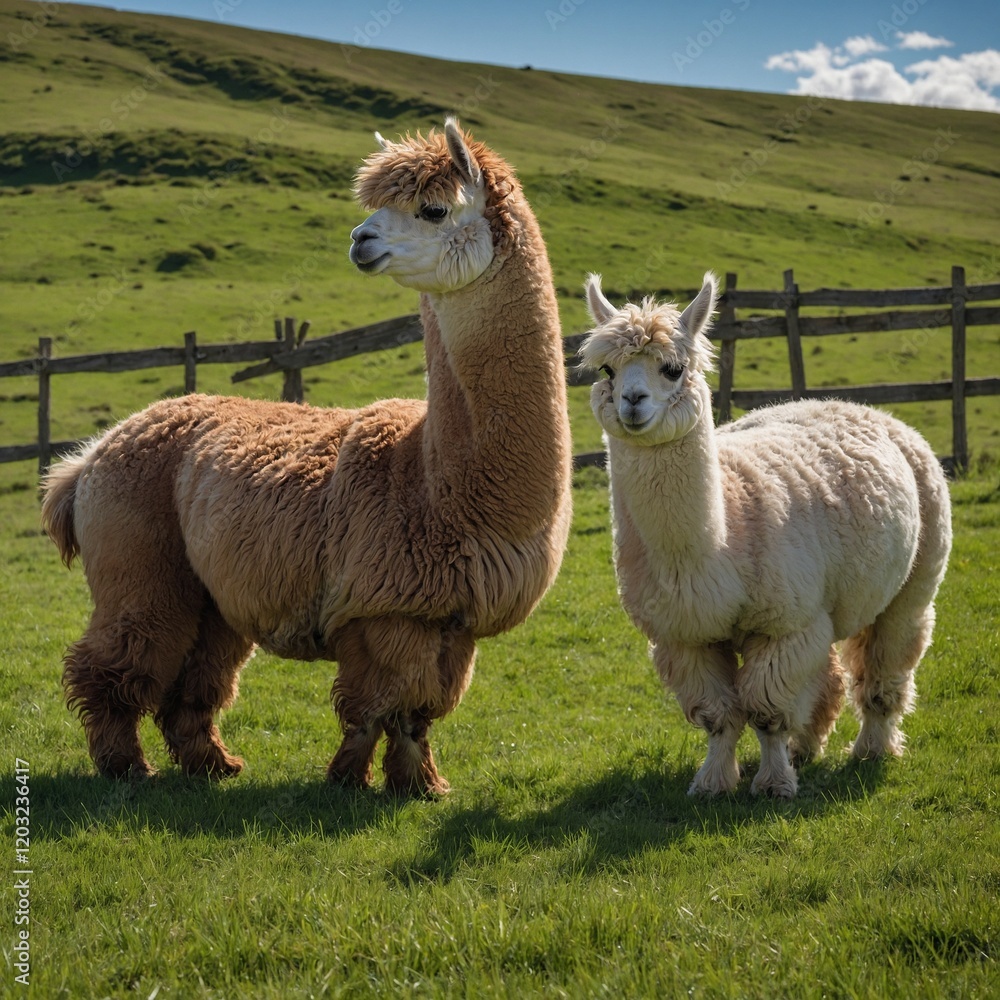 Obraz premium Alpaca, Camel species, Animal, Thuringia, Germany, Europe llama in the mountains Llamas Animales de Granja Páramo Andes Alpacas Naturaleza 