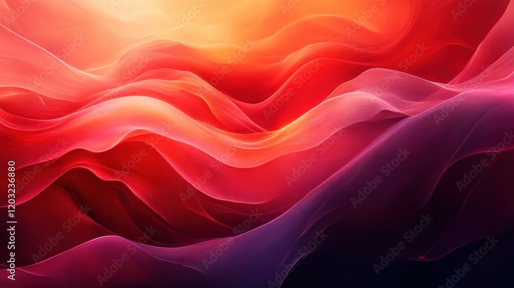 Fototapeta premium Abstract waves of vibrant red and orange hues flowing seamlessly, creating a dynamic visual experience