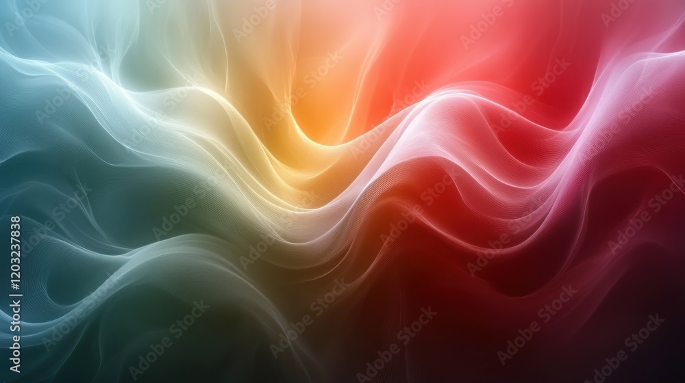 Obraz premium Abstract flowing waves of color in shades of red, blue, and orange creating a vibrant background