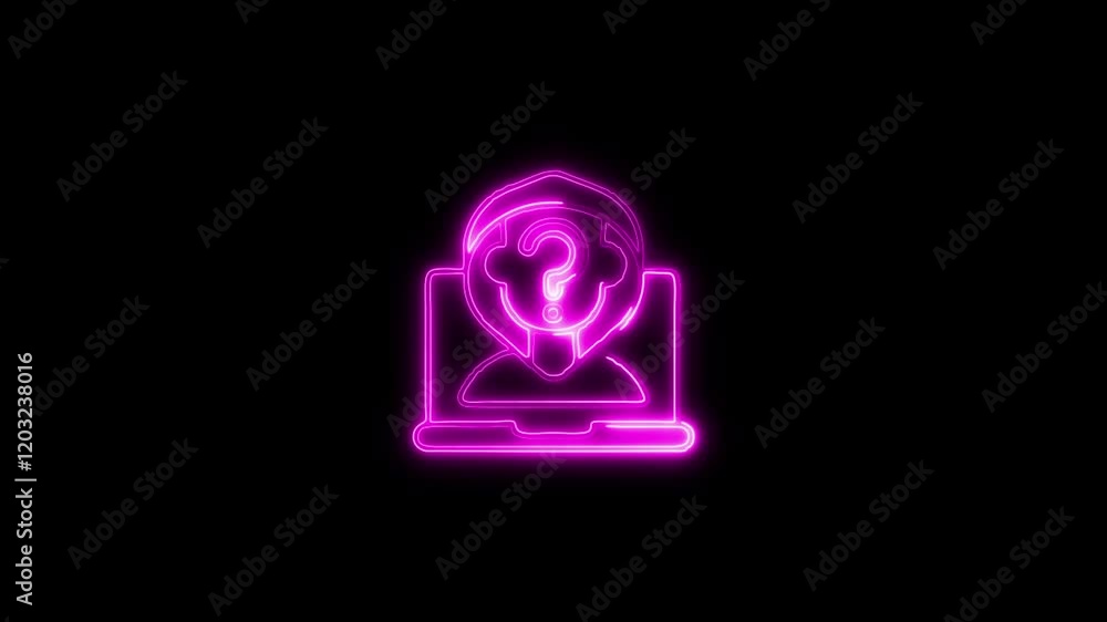 Glowing neon Annonymous icon isolated on black background. HD Video motion graphic animation Glowing neon Annonymous icon isolated on black background. HD Video motion graphic animation